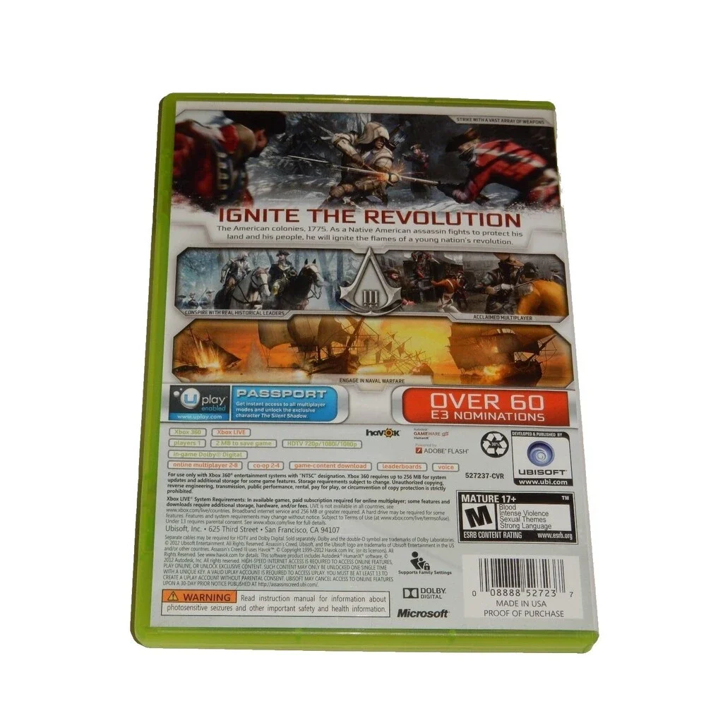 Assassin's Creed III (Microsoft Xbox 360, 2012) COMPLETE